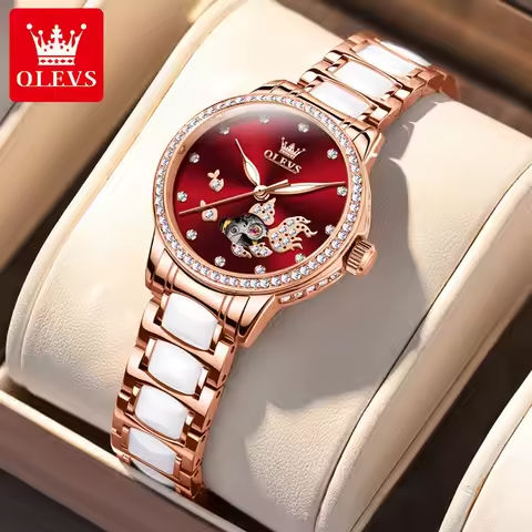 OLEVS Brand steel strip fully automatic mechanical watch for women 7001 https://tinyurl.com/29odu45z