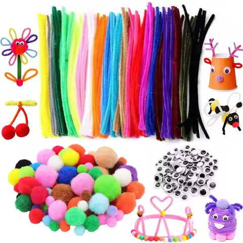 300pcs Kids Art Craft Supplies Set DIY Activities Parties 100 Pipe Cleaners 100 Pompoms 100 Wiggle Eyes Self Adhesive Toys Gifts https://tinyurl.com/268t7p2q