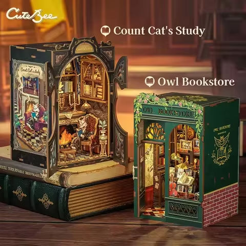 CUTEBEE DIY Book Nook Kit Miniature Doll House With LED Light 3D Puzzle Model Building Wooden Booknook Toy Adults Birthday Gifts https://tinyurl.com/28hw2d4r