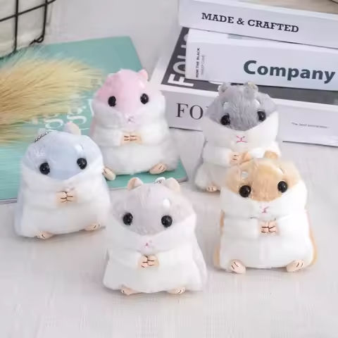 Fluffy Hamster Doll Plush Toys Keychain Pendant Women Girl Faux Fur Pompom Key Ring Trinkets Handbag Backpack School Bag Pendant https://tinyurl.com/297f7gxh