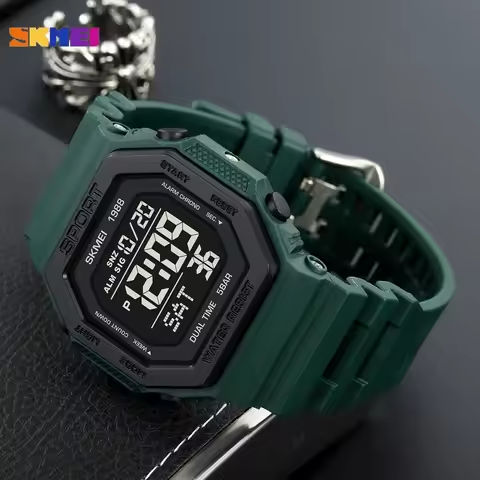 SKMEI 1988 Digital Sport Watch for Men LED Display Military Countdown Military Wristwatches Waterproof Mens Reloj Hombre 1628 https://tinyurl.com/2c8qc3vr