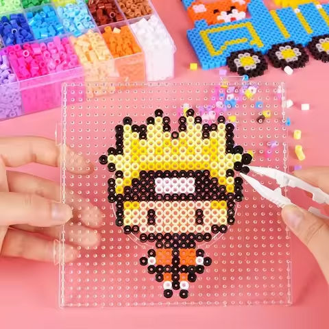Perler Beads Kit 5mm Kit Hama Beads Creative 3D Puzzle Full Set with All Accessories Ironing Handmade Beads Toy Gift https://tinyurl.com/2dewbjex