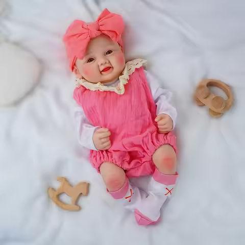 Exquisite smile with open eyes! 17.3-inch medical grade solid silicone reborn baby 2.4kg ultra realistic skin touch https://tinyurl.com/23gz2w9n