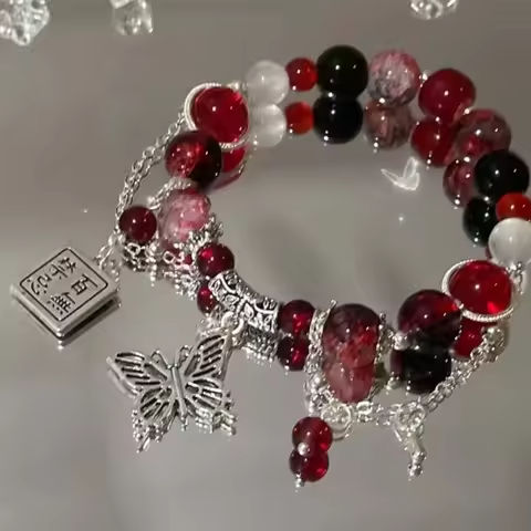 2025 New Trendy Red Beaded Chain Bracelet Bracelet For Women Simple Hollow Butterfly Pendant Bracelets Jewelry Accessories https://tinyurl.com/2bwcwhkb