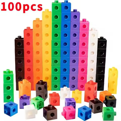 100pcs Connected Cube Toys For Mathematical Counting Plastic Counting Blocks Colored Mathematical Cubes Home School Preschool https://tinyurl.com/25g6b4r2