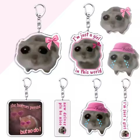 Fun Meme Im Just A Girl Sad Hamster Keychain Cartoon Game Acrylic Key Chain Ring Bag Backpack Charm Car Keyring Pentend Gift https://tinyurl.com/2brakg8b