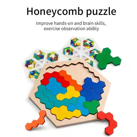 3D Hexagonal Wooden Puzzles Educational Toys For Children Kids Preschool Tangram Board Brain Test Game Montessori Toys Gifts https://tinyurl.com/2b3hp7bt