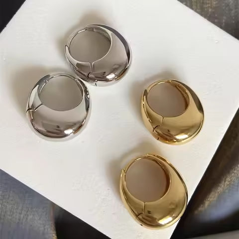 Stainless Steel Smooth Metal Chunky Hoop Earrings For Women Girls Fashion Round Circle Hoops Statement Earrings Punk Jewelry https://tinyurl.com/2c4xfl3g