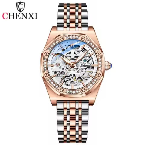 CHENXI New Women Automatic Mechanical Watch Luxury Brand Elegant Ladies Clock Rose Gold Stainless Steel Waterproof WristWatches https://tinyurl.com/24bhxfow