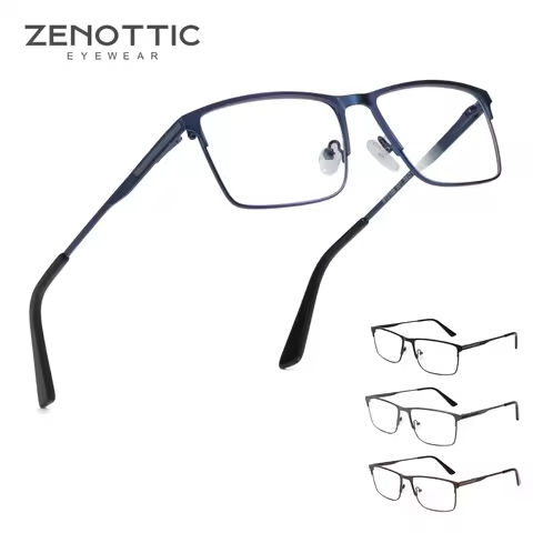 ZENOTTIC Men Titanium Alloy Optical Glasses Frame Fashion Male Square Eyewear Ultralight Metal Non-Prescription Eyeglasses https://tinyurl.com/26uq8ydj