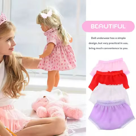 4Pcs Mini Cute Doll Panties Dolls Underwear Accessories Wardrobe Accessory Underpants Baby Toy Clothes 18 Inch Random Color https://tinyurl.com/22ze3hyg