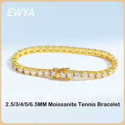 EWYA Real 2.5/3/4/5/6.5MM Full Moissanite Tennis Bracelet for Women Men S925 Silver Plated 18K Yellow Gold Diamond Bracelets https://tinyurl.com/2yc3mktg