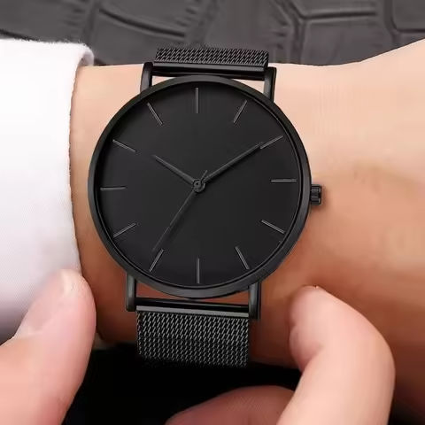 Fashion Ultra Thin Creative Black Stainless Steel Quartz Watches Men Simple Fashion Business Wristwatch Clock Male Relogios https://tinyurl.com/2dkznmmy