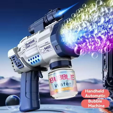 12 Hole Automatic Bubble Gun Electric Bubble Machine With Lights Soap Guns Blaster Blower Outdoor Party Kids Toy Christmas Gifts https://tinyurl.com/2at5dln2