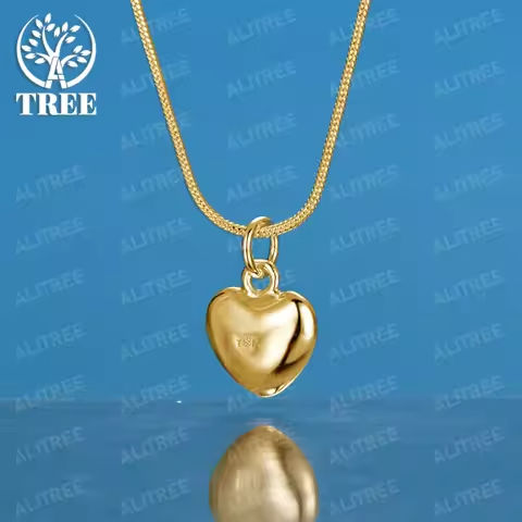 ALITREE 18K Gold Heart Pendant Necklace For Women necklaces Fashion Party Birthday Wedding Christmas Charm Fine Jewelry Gift https://tinyurl.com/267acy2y