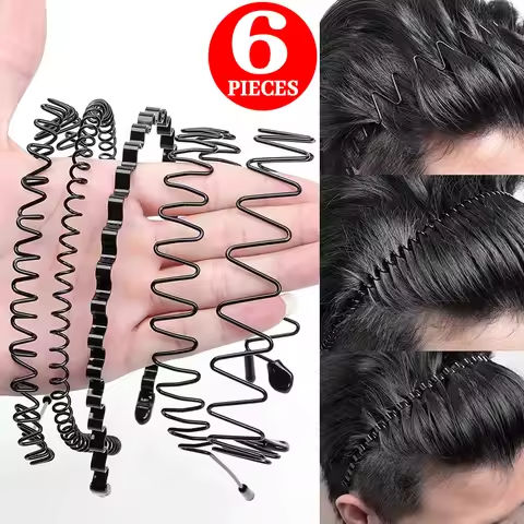 6/1pcs Fashion Metal Hair Band for Men Women Unisex Black Waved Hair Head Hoop Sports Headband Hairband Hair Accessories https://tinyurl.com/2b99w78r