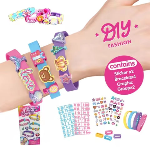 Fun children’s beaded bracelet, DIY handmade material bag for girls, with four bracelets and accessories in one box https://tinyurl.com/25s637h5