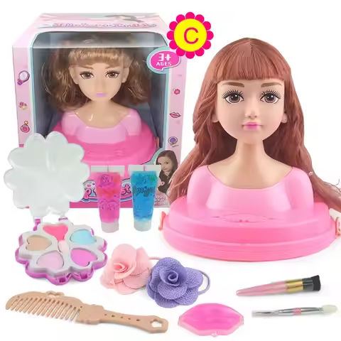 Dolls Styling Head Makeup Comb Hair Toy Doll Set Pretend Play Princess Dressing Play Toys for Little Girls Makeup Learning https://tinyurl.com/22rocf4j