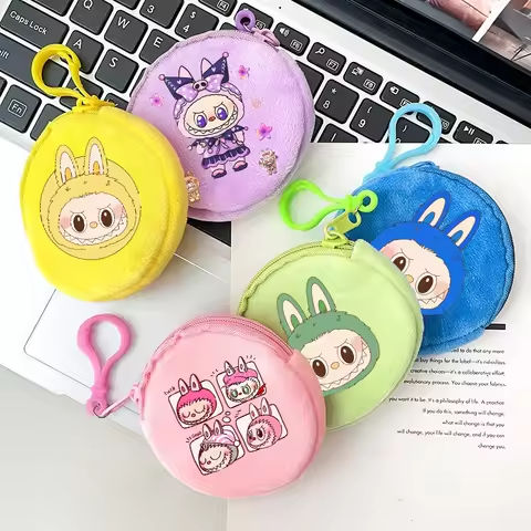 Labubu Mokoko Wallet for Girl Forest Elf Small Coin Purse Cute Cartoon Zipper Plush Pocket Wallets Portable Pouch with Keychain https://tinyurl.com/2b5k467z