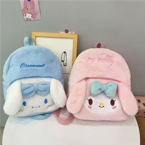 MINISO Kuromi Cinnamoroll & My Melody Plush Backpack Cute Large Capacity Kawaii Design Shoulder Bag https://tinyurl.com/2aunkzq8