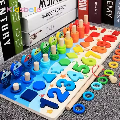 Kids Montessori Math Toys For Toddlers Educational Wooden Puzzle Fishing Toys Count Number Shape Matching Sorter Games Board Toy https://tinyurl.com/29rr67xr
