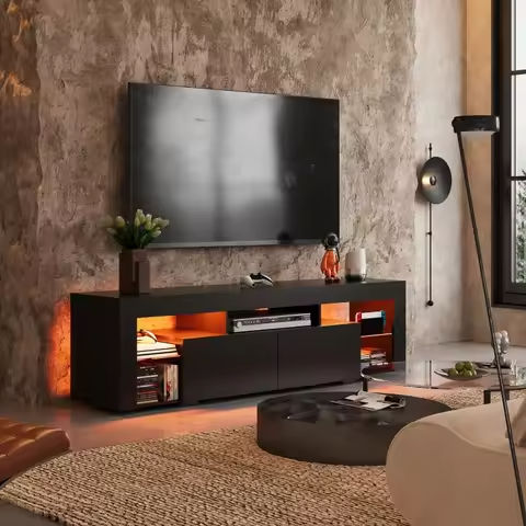 55“ TV Stand with Fabric Drawers-Black https://tinyurl.com/2yzxb3nv