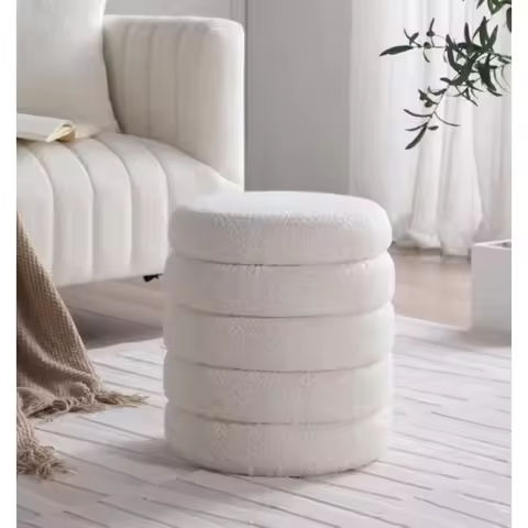 Round Storage Stools＆Ottomans Makeup Vanity Organizer Chair with Removable Lid Wood Upholstered Footrest for Living Room Bedroom https://tinyurl.com/28keqpk6