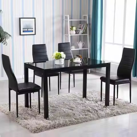 43.3 inch Solid Wood Indoor Modern Rectangular Dining Table Set for 4, Table and 4 Solid Wood Dining Chairs for Kitchen https://tinyurl.com/223gcwuo