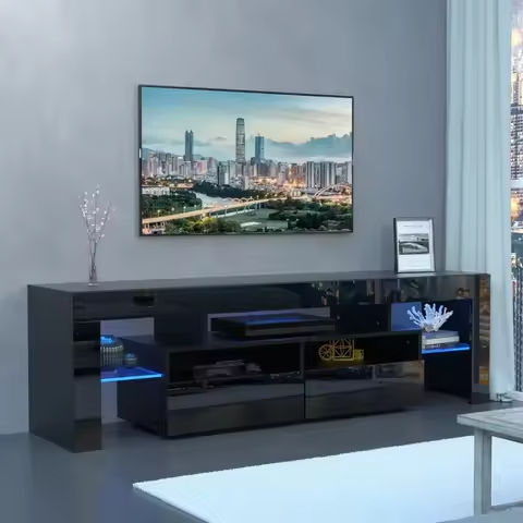 Board TV Cabinet Stand Panel Set with LED Light Drawer Living Room Home Furniture 100V-240V https://tinyurl.com/2b6br8h7