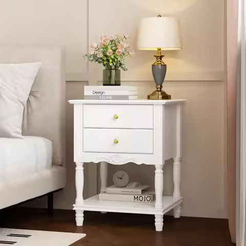 Set of 2 Bedroom Nightstands Wooden Night Stands with Rattan Weaving Drawer Home Bedside End Table(Set of 2) https://tinyurl.com/27vn7fhj