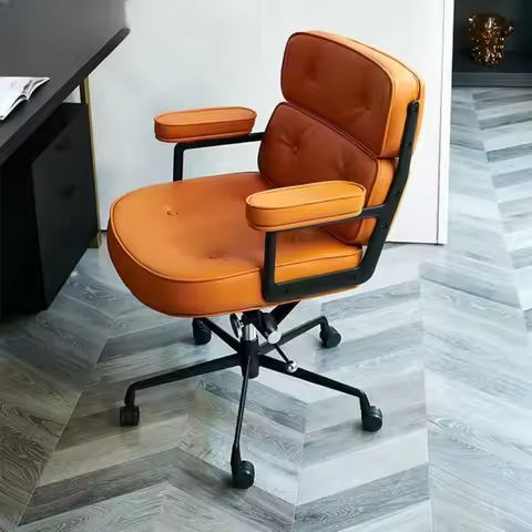 A8 Mid-back office chair with armrests adjustable backrest chair swivel leather cushion office https://tinyurl.com/23lk42mf