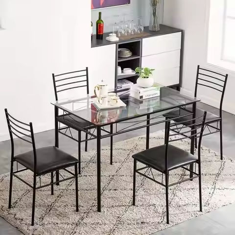 Dining Table and Chairs Set 6, 7 Pieces Kitchen Table Set with High Back Faux Leather Chair for Dining Room Kitchen Rectangular https://tinyurl.com/2a2jjpwc