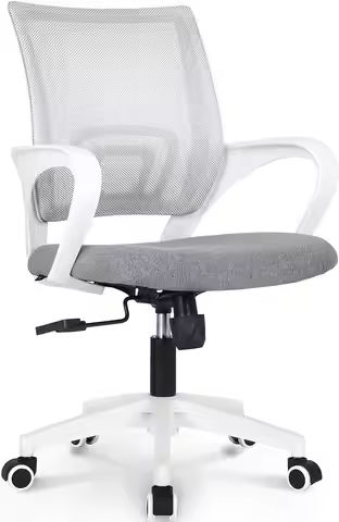 Homcom High Back Office Chair with Flip-Up Arms and Tilt Function, White https://tinyurl.com/283693qx
