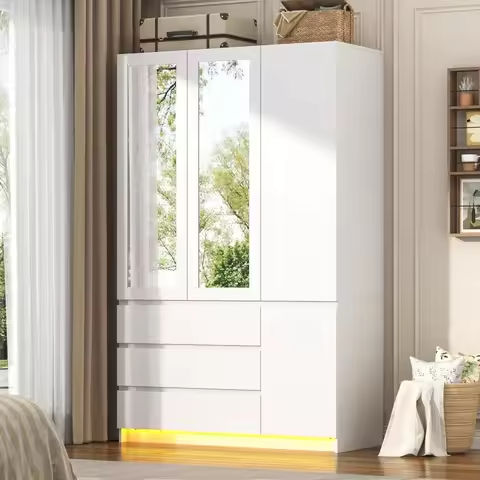 Metal Wardrobe Cabinet with Hanging Rod,Armoire Wardrobe Closet,Metal Clothing Storage Cabinet with Adjustable Shelves https://tinyurl.com/23dmb2me