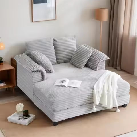 U Shaped Sectional Couches for Living Room,111 Inch Modular Sofa with Double Chaise,Large Lounge Couch for Apartment,Warm White https://tinyurl.com/2y8fp9uv