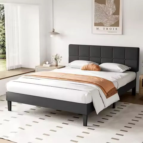 Full Size Bed Frame with Storage Headboard and 2 Drawers, Metal Frame Platform Bed with LED Light and Charging Station,Beds https://tinyurl.com/29a6cl8l
