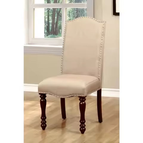 Transitional Dining Room Side Chairs Set of 2pc Chairs only Brown Cherry Unique Curved Back Espresso Leatherette Padded Seat https://tinyurl.com/2cf4eqsk