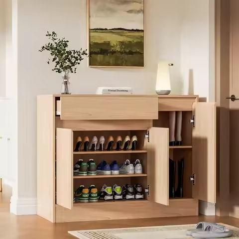 wooden storage cabinet with 4 drawers and 1 door,Living room floor storage cabinet, with adjustable shelves https://tinyurl.com/246bsgxm