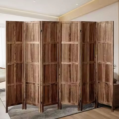 Wood Room Divider, 6 Panel Wood Folding Privacy Screen, 66.9 Inches Tall Indoor Louvered Partition Divider, Portable Decor https://tinyurl.com/2cygw49d