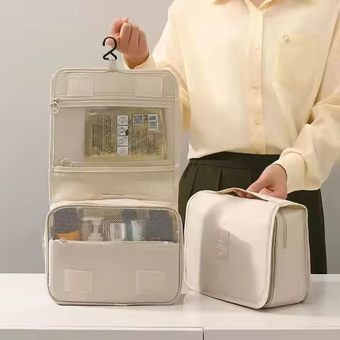 High Quality Travel Makeup Bag Waterproof Toiletries Organizer  Women Neceser Bathroom Hook Wash Pouch Hook Makeup Storage Bag https://tinyurl.com/25gr4c4j