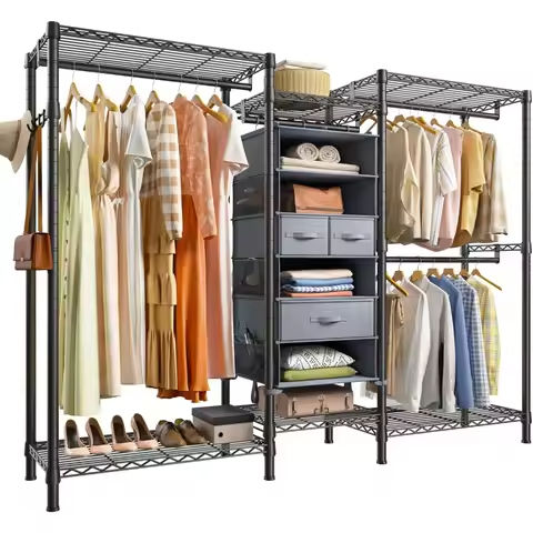 Glass Wardrobe Closet with Lights, Amoire Wardrobe, Armoire Wardrobe Closet with Hanging Rod, Armoire for Cloakroom Black https://tinyurl.com/257yq3dw