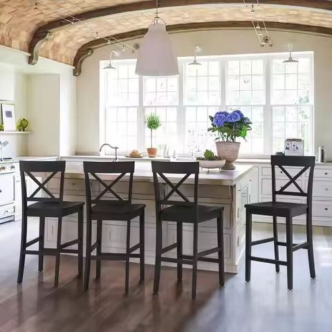 Bar Stools Set of 6, Modern Faux Leather Adjustable Swivel Barstools, Counter Height Chairs with Back and Footrest for Kitchen https://tinyurl.com/2c7s25je