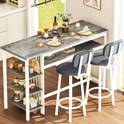 Slate Marble Kitchen Table Bar Table Pub Dining Counter High Table Breakfast Table, 4-6 Person, 120CM Long, Excluding Chairs  ﻿ https://tinyurl.com/2abh67qa