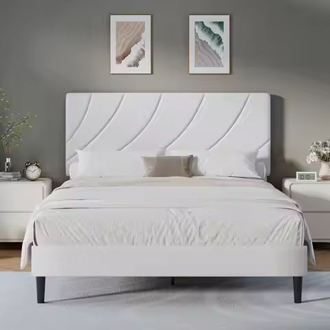 Bed Frame with Headboard, Adjustable Velvet Upholstered Bed Frame with Type-C&USB Ports, Wingback Storage Headboard https://tinyurl.com/25664for