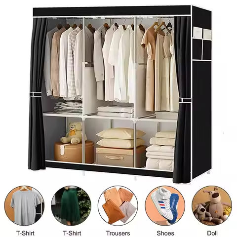 Wardrobe Closet with Doors, Rattan Armoire Wardrobe Closet with Drawers & Hanging Rod, Wooden Armoire for Hanging Clothes, Natu https://tinyurl.com/23dfanbc