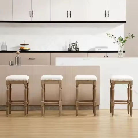 Bar Stools Set of 2, Farmhouse 25” Counter Height Stools with Solid Wood Legs & Back, Mid Century Modern Barstools Chairs https://tinyurl.com/2atsqqdj