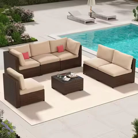 Cushions for Outdoor Furniture,Replacement Cushion Pillow,Water-Repellent Sofa Cushion for 6-Seat Rattan Wicker Sectional Patio https://tinyurl.com/28swjbps