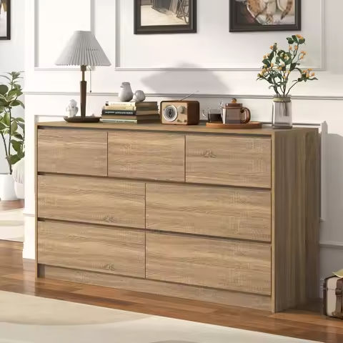 Dresser with Power Outlet, Floating White Dresser Chest of Drawer with LED Light,Modern Double Wide Drawer Organizer https://tinyurl.com/23po7dno