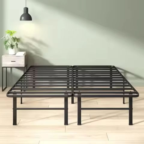 Bed Frame, Rustic Vintage Platform Bed Frame with Wood Headboard and Footboard, 12 Wood Slats Support https://tinyurl.com/23vhoevv