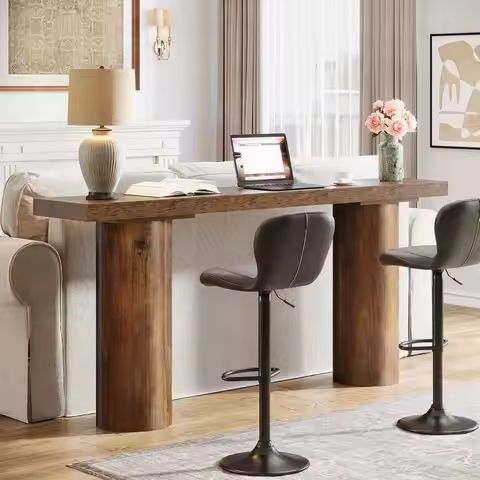 Kitchen Island Bar Table Industrial 4-Tier Storage Shelf Wine Rack Glass Holders https://tinyurl.com/26kmkeod